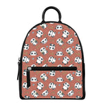 Baby Panda And Bamboo Pattern Print Leather Backpack