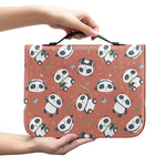 Baby Panda And Bamboo Pattern Print Leather Bible Cover