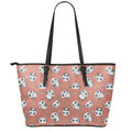 Baby Panda And Bamboo Pattern Print Leather Tote Bag With Zipper