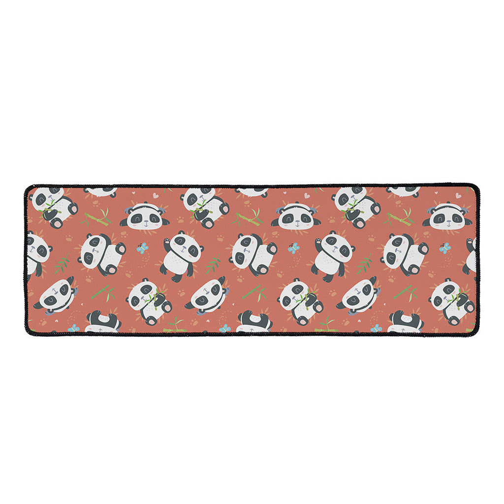 Baby Panda And Bamboo Pattern Print Long Kitchen Mat