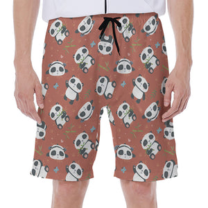 Baby Panda And Bamboo Pattern Print Men's Beach Shorts