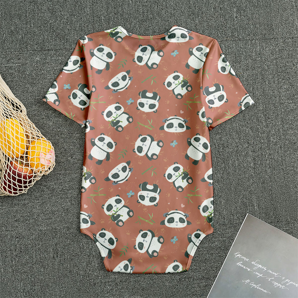 Baby Panda And Bamboo Pattern Print Men's Bodysuit