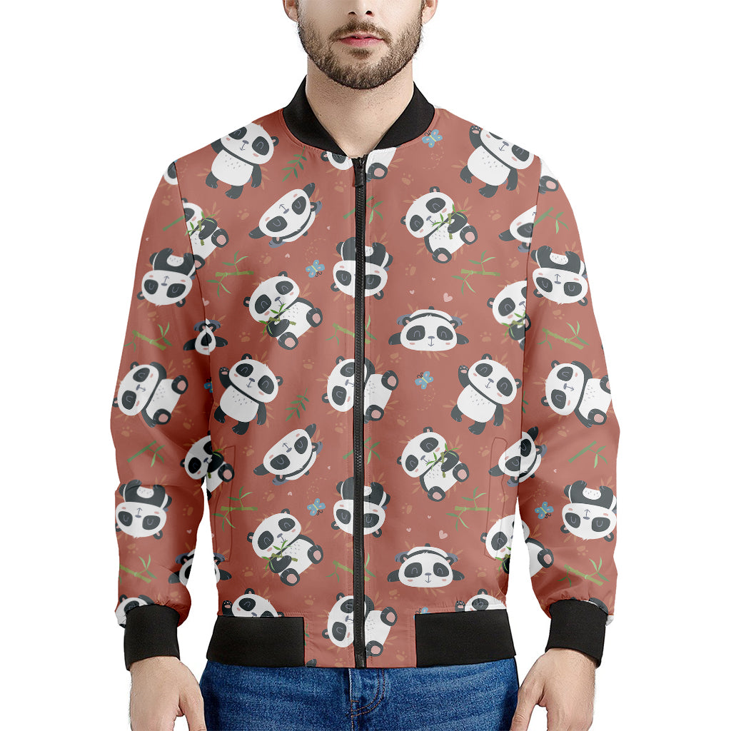 Baby Panda And Bamboo Pattern Print Men's Bomber Jacket