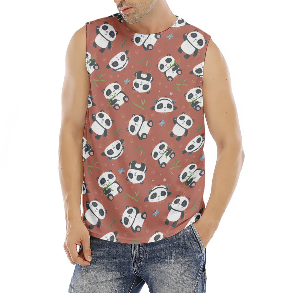 Baby Panda And Bamboo Pattern Print Men's Fitness Tank Top