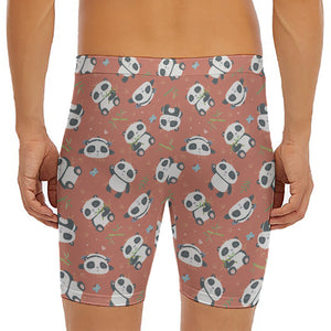 Baby Panda And Bamboo Pattern Print Men's Long Boxer Briefs