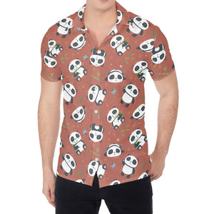 Baby Panda And Bamboo Pattern Print Men's Shirt