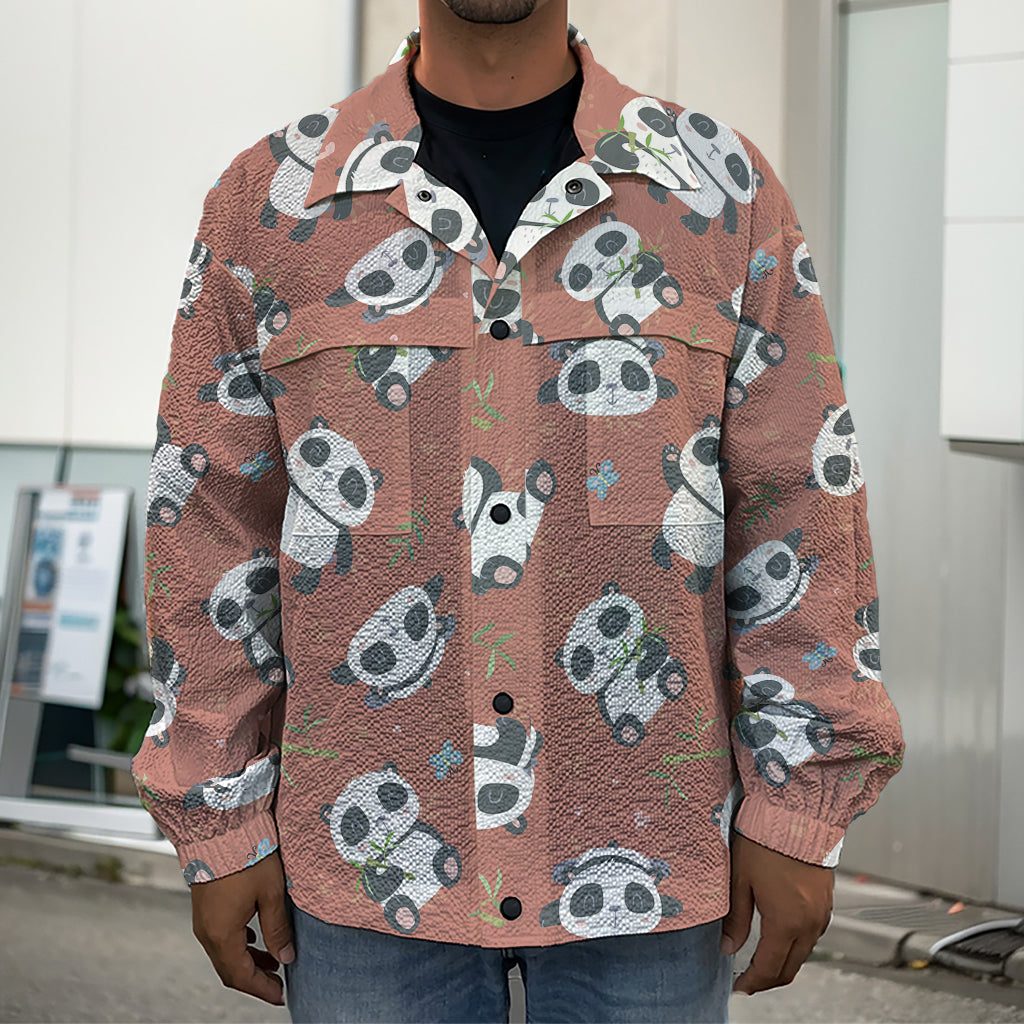 Baby Panda And Bamboo Pattern Print Men's Shirt Jacket