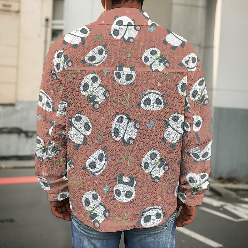 Baby Panda And Bamboo Pattern Print Men's Shirt Jacket