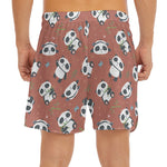 Baby Panda And Bamboo Pattern Print Men's Split Running Shorts