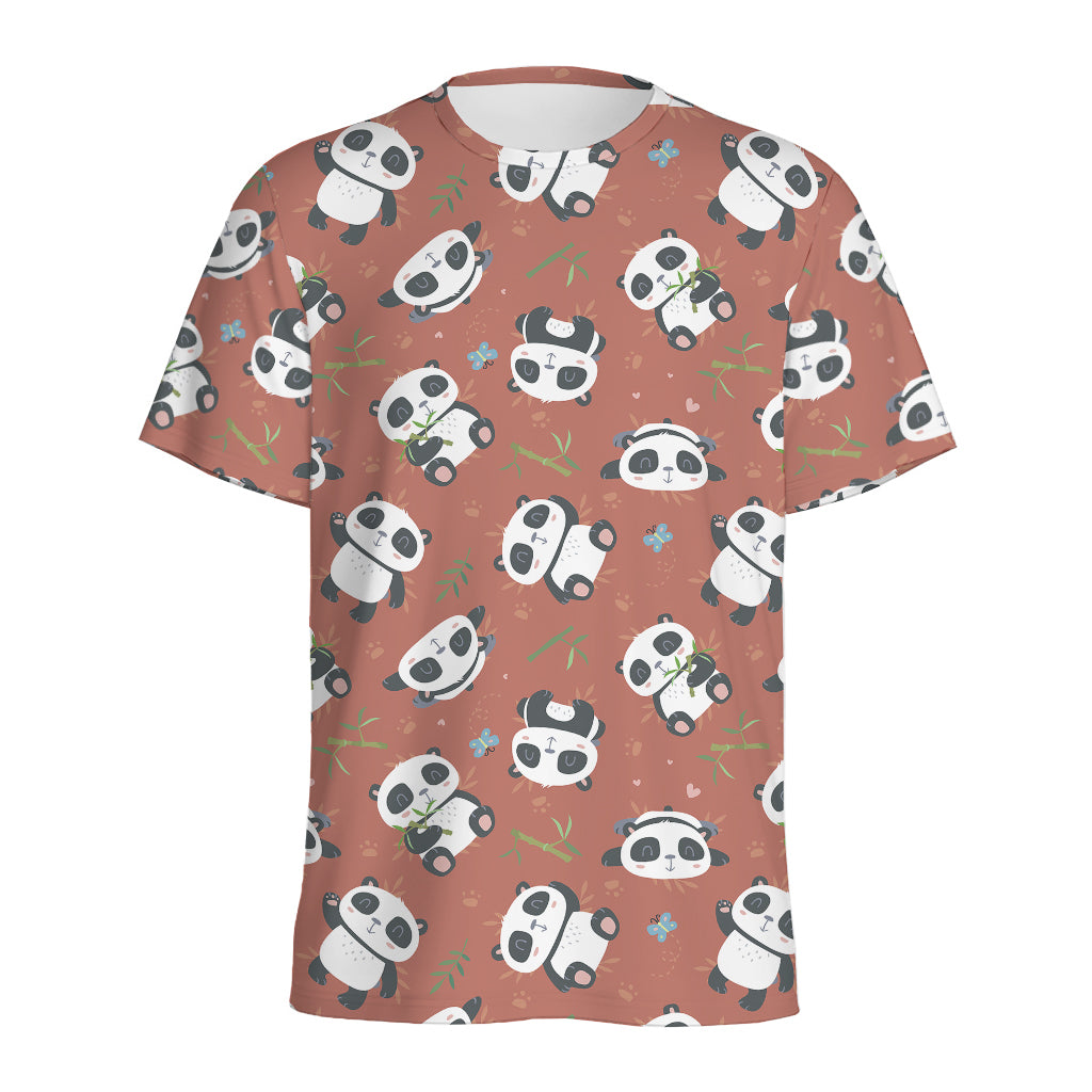 Baby Panda And Bamboo Pattern Print Men's Sports T-Shirt