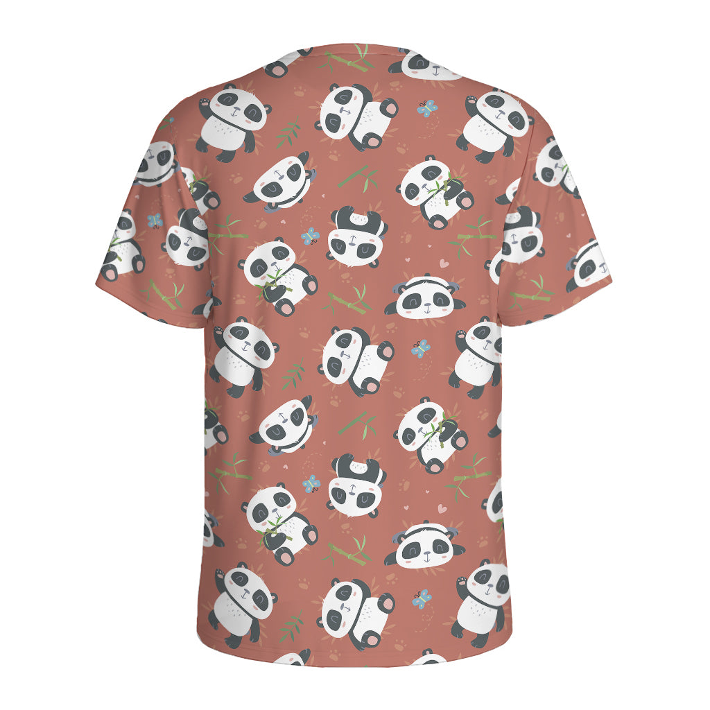 Baby Panda And Bamboo Pattern Print Men's Sports T-Shirt