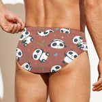 Baby Panda And Bamboo Pattern Print Men's Swim Briefs