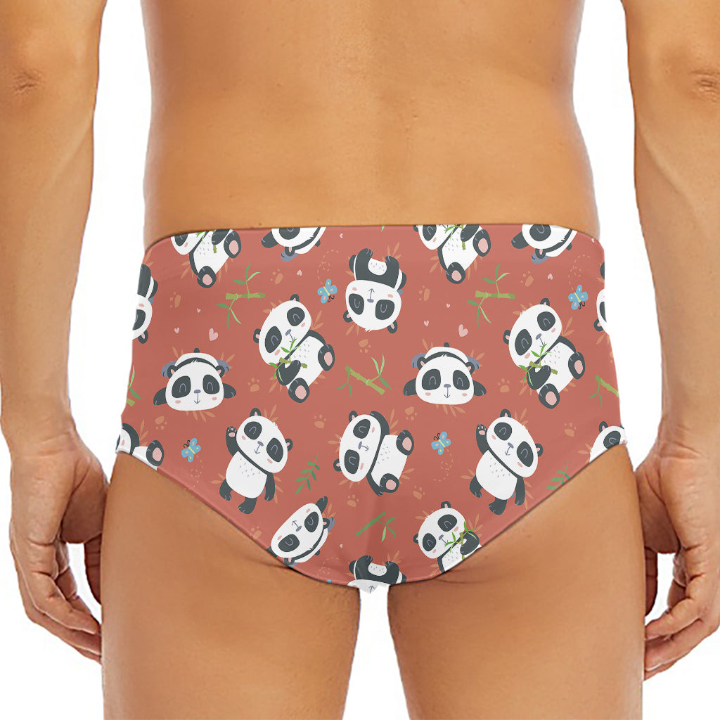 Baby Panda And Bamboo Pattern Print Men's Triangle Swim Briefs