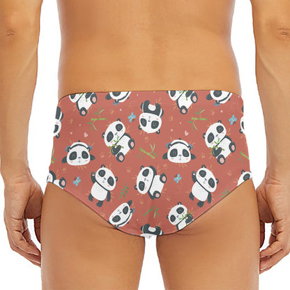 Baby Panda And Bamboo Pattern Print Men's Triangle Swim Briefs