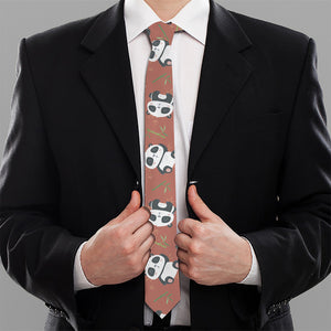 Baby Panda And Bamboo Pattern Print Necktie