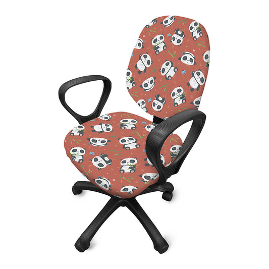 Baby Panda And Bamboo Pattern Print Office Chair Cover