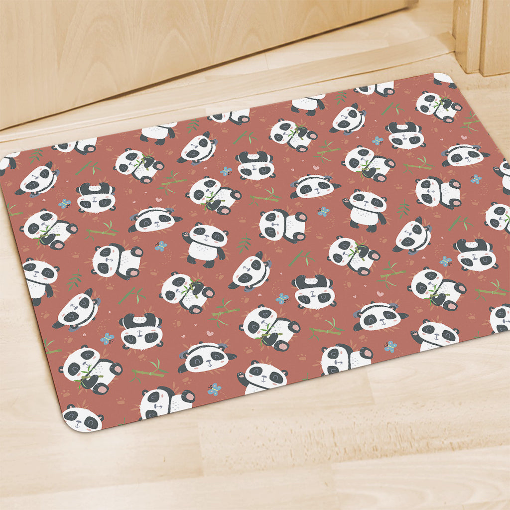 Baby Panda And Bamboo Pattern Print Polyester Doormat