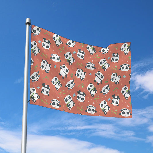 Baby Panda And Bamboo Pattern Print Polyester Flag