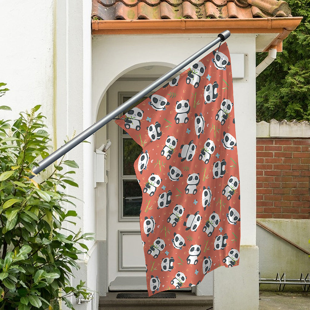 Baby Panda And Bamboo Pattern Print Polyester Flag