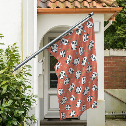 Baby Panda And Bamboo Pattern Print Polyester Flag