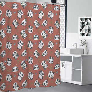 Baby Panda And Bamboo Pattern Print Premium Shower Curtain