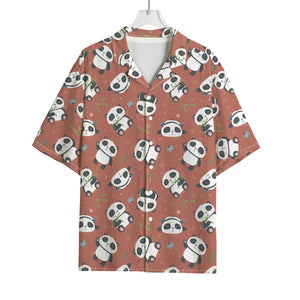 Baby Panda And Bamboo Pattern Print Rayon Hawaiian Shirt