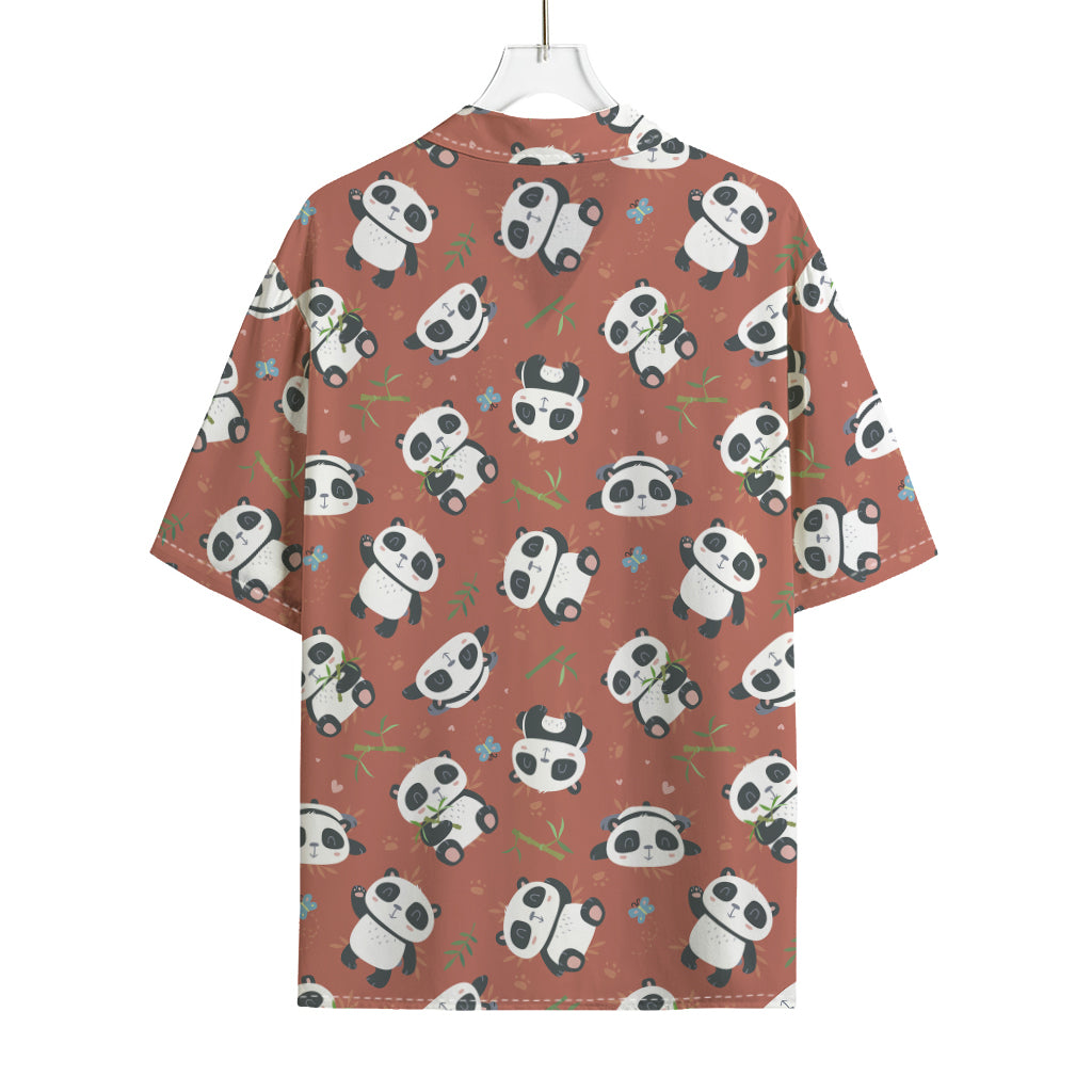 Baby Panda And Bamboo Pattern Print Rayon Hawaiian Shirt