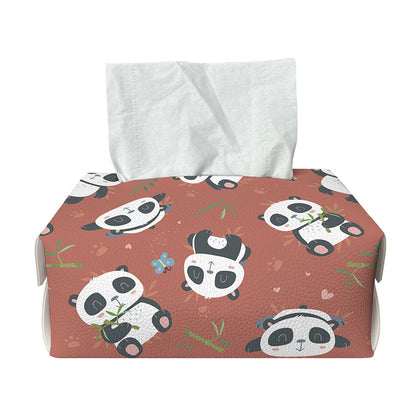 Baby Panda And Bamboo Pattern Print Rectangle Tissue Box Cover