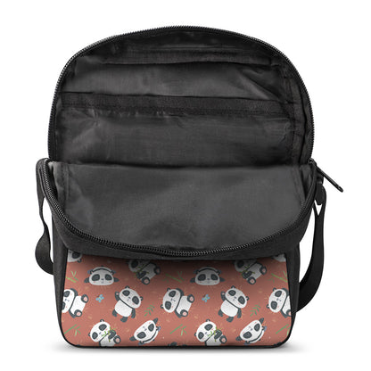 Baby Panda And Bamboo Pattern Print Rectangular Crossbody Bag