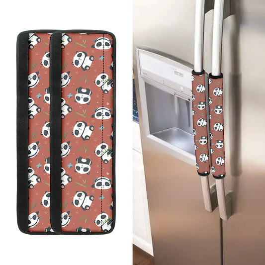 Baby Panda And Bamboo Pattern Print Refrigerator Handle Covers