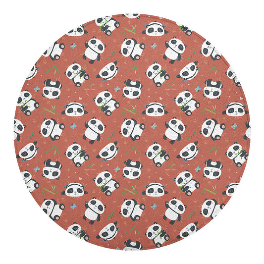 Baby Panda And Bamboo Pattern Print Round Blanket