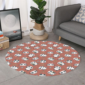 Baby Panda And Bamboo Pattern Print Round Rug