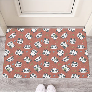 Baby Panda And Bamboo Pattern Print Rubber Doormat