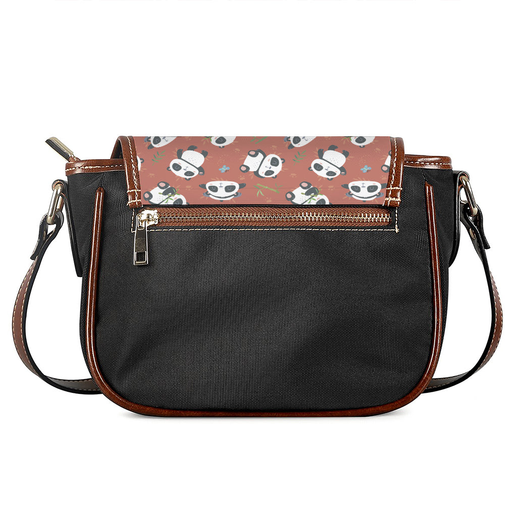 Baby Panda And Bamboo Pattern Print Saddle Bag