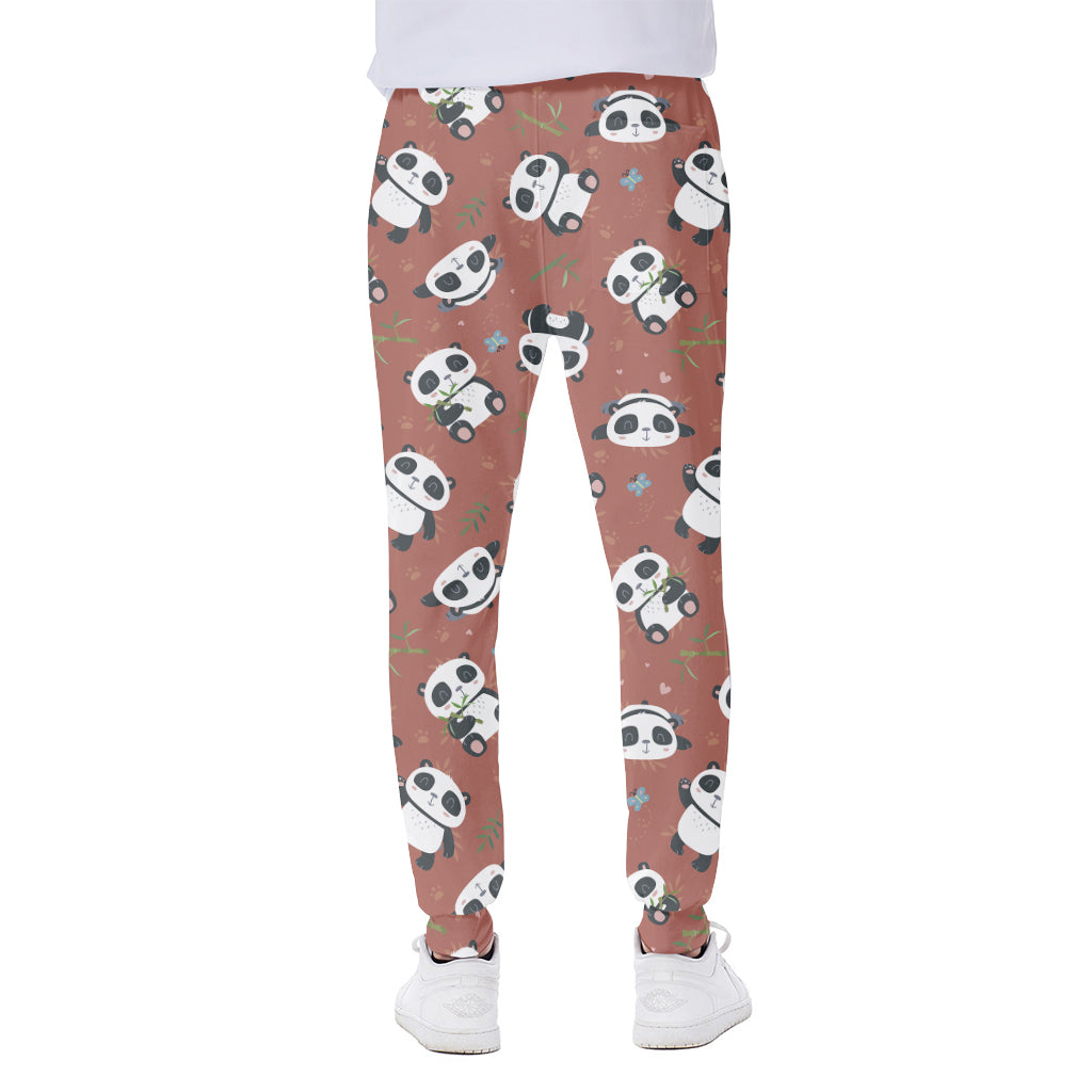 Baby Panda And Bamboo Pattern Print Scuba Joggers