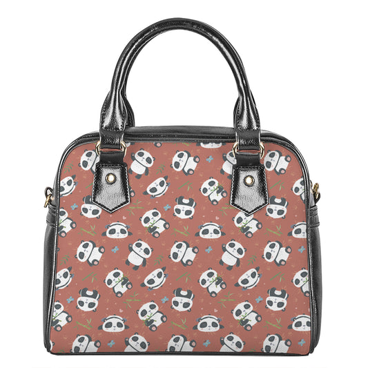 Baby Panda And Bamboo Pattern Print Shoulder Handbag