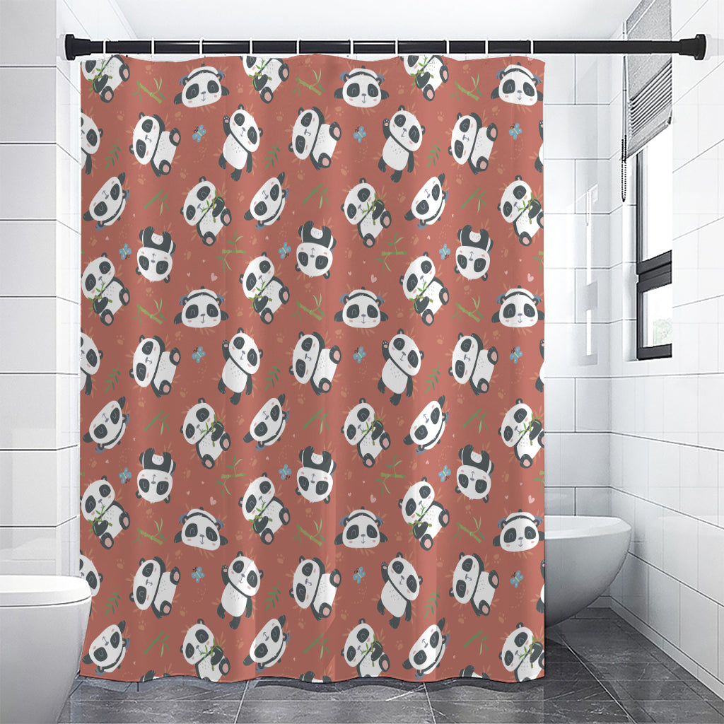 Baby Panda And Bamboo Pattern Print Shower Curtain