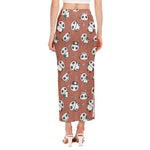 Baby Panda And Bamboo Pattern Print Side Slit Maxi Skirt