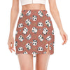 Baby Panda And Bamboo Pattern Print Side Slit Mini Skirt