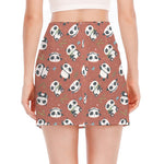 Baby Panda And Bamboo Pattern Print Side Slit Mini Skirt