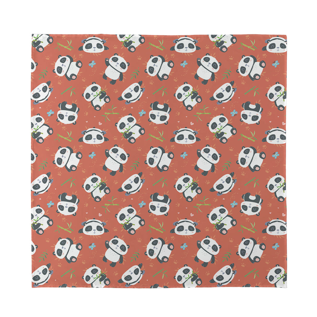 Baby Panda And Bamboo Pattern Print Silk Bandana