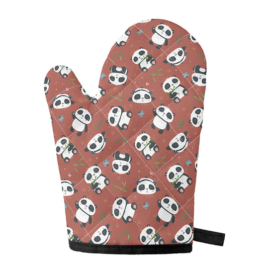 Baby Panda And Bamboo Pattern Print Single Oven Mitt
