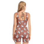 Baby Panda And Bamboo Pattern Print Sleeveless One Piece Swimsuit