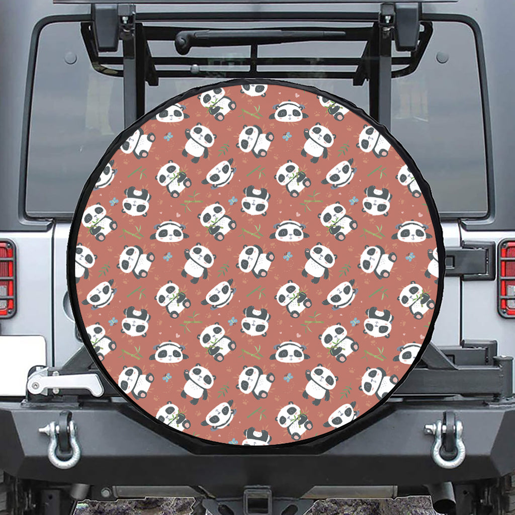Baby Panda And Bamboo Pattern Print Tire Cover