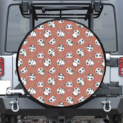 Baby Panda And Bamboo Pattern Print Tire Cover