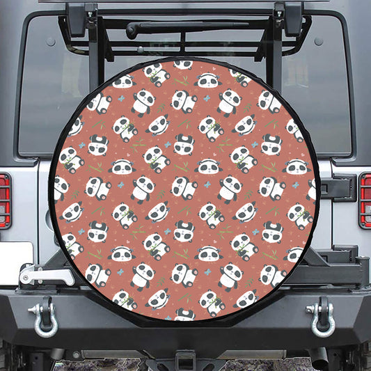 Baby Panda And Bamboo Pattern Print Tire Cover
