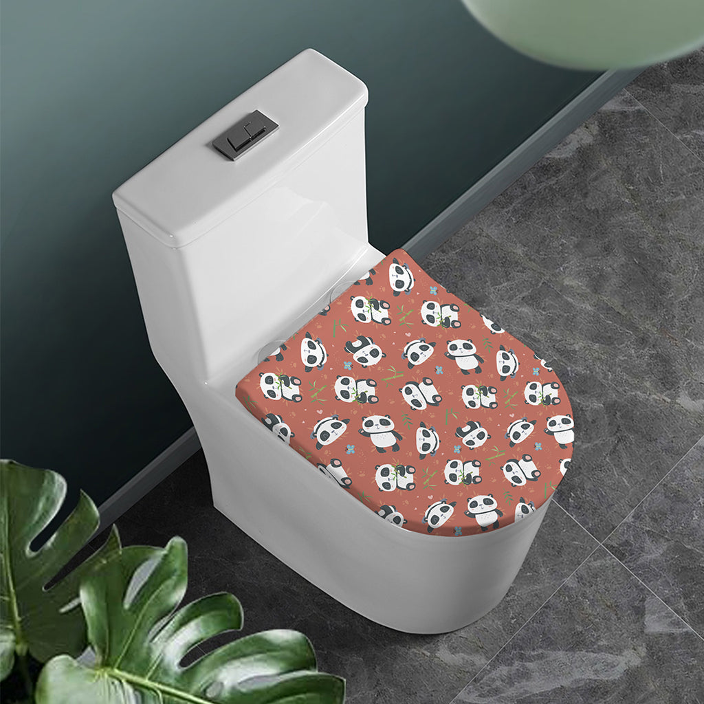 Baby Panda And Bamboo Pattern Print Toilet Lid Cover