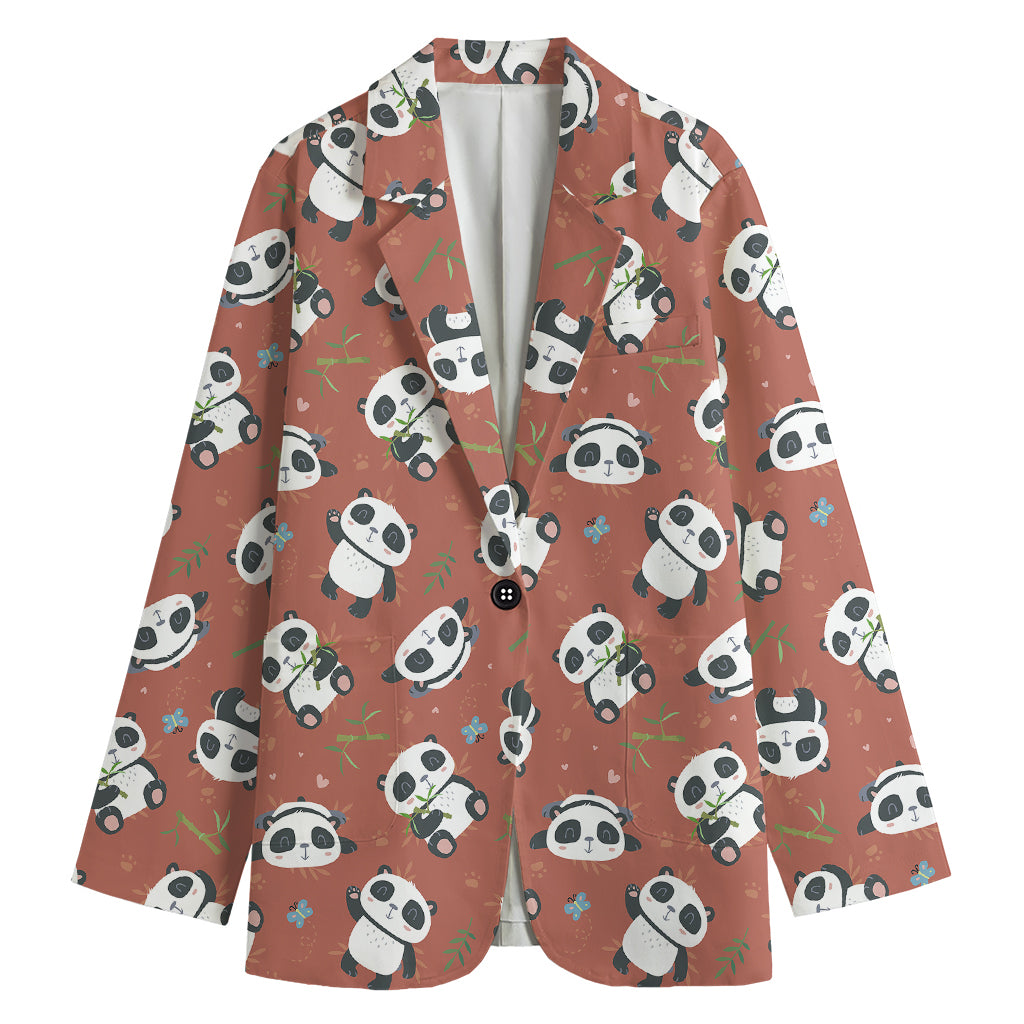 Baby Panda And Bamboo Pattern Print Women's Blazer