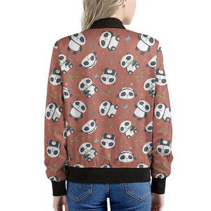 Baby Panda And Bamboo Pattern Print Women's Bomber Jacket