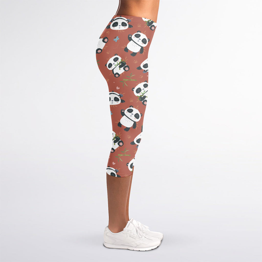 Baby Panda And Bamboo Pattern Print Women's Capri Leggings